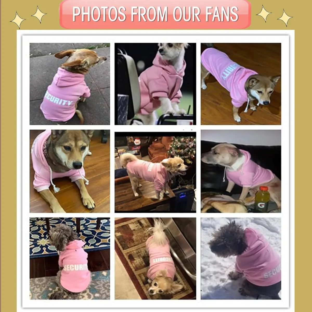 Security Dog Hoodies Dog Clothes Apparel Winter Sweatshirt Warm Sweater Cotton Puppy Small Dog Hoodie for Small Dog Medium Large Dog Cat (Magenta, S)