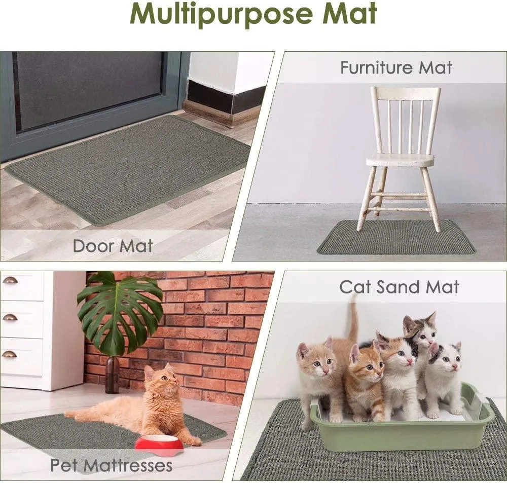 SlowTon Cat Scratcher Mat, Natural Sisal Woven Rope Scratching Pad for Cat Grinding Claws & Protecting Carpet Rug Furniture, Durable Anti-Slip Floor Cat Playing Sleeping Scratch Toy (15.7 x23.6 in) (Grey)