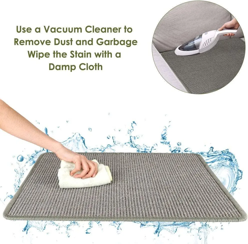 SlowTon Cat Scratcher Mat, Natural Sisal Woven Rope Scratching Pad for Cat Grinding Claws & Protecting Carpet Rug Furniture, Durable Anti-Slip Floor Cat Playing Sleeping Scratch Toy (15.7 x23.6 in) (Grey)
