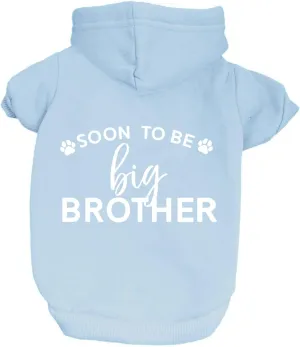 Soon to Be Big Brother Dog Hoodie Fleece Lined Pullover Sweatshirt with Leash Hole (Baby Blue, Medium 52)