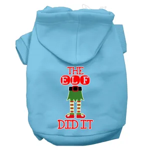 The Elf Did It Screen Print Dog Hoodie Baby Blue M
