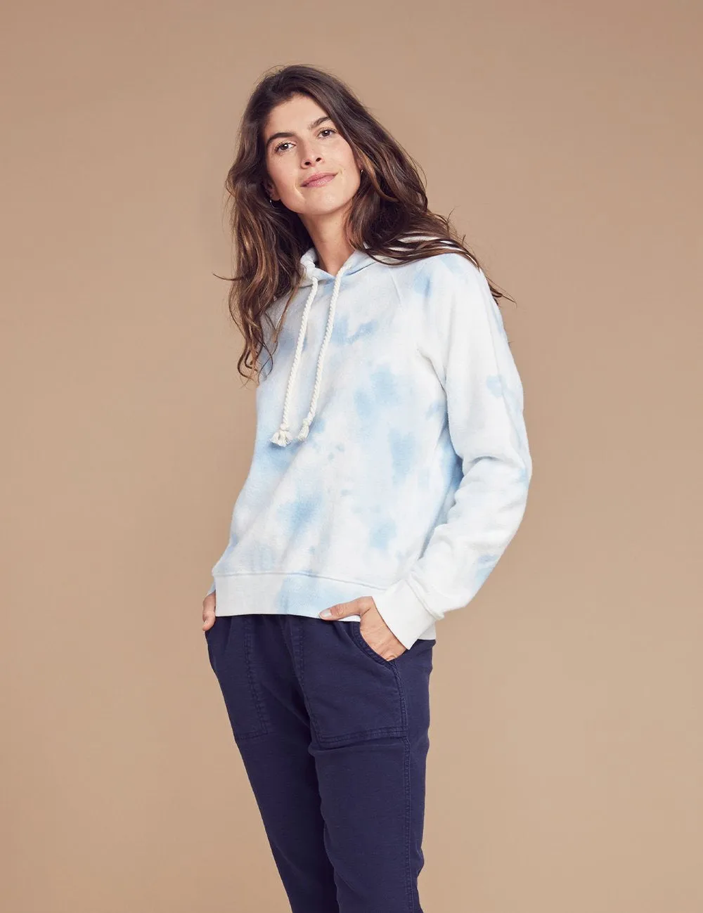 Tie Dye Fleece Hoodie in Blue Tie Dye