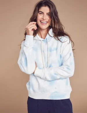 Tie Dye Fleece Hoodie in Blue Tie Dye
