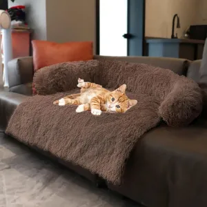 Tinaco Luxurious Calming Bed Mats, Washable Removable Couch Cover, Plush Long Fur Mat for Pets, Waterproof Lining, Perfect for Small, Medium and Large Dogs and Cats (Desert Brown, S)