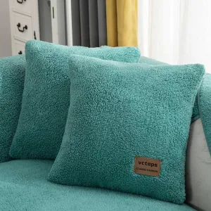 vctops 2 Pack Double-Sided Sherpa Fleece Throw Pillow Covers for Couch Bed Sofa Soft Warm Plush Cushion Covers Luxury Fuzzy Furry Pillow Cover (Lake Blue,18"x18")