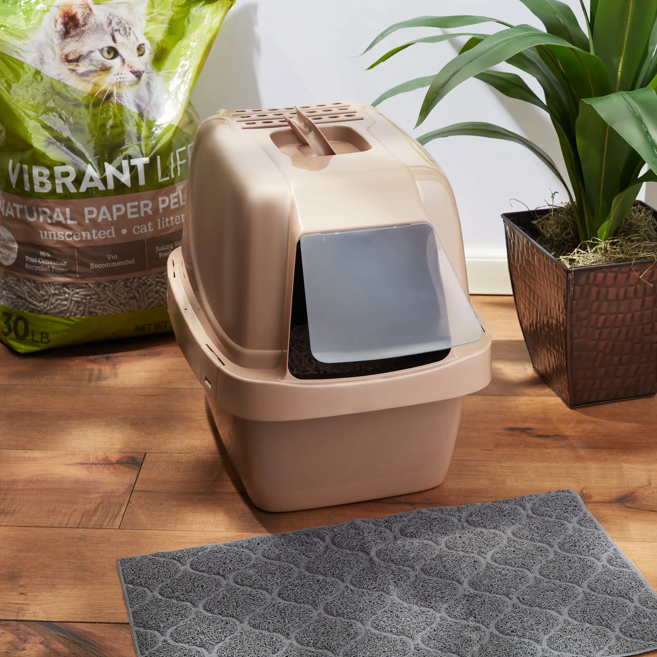 Vibrant Life Sand Sifting Oasis Cat Litter Box, Beige