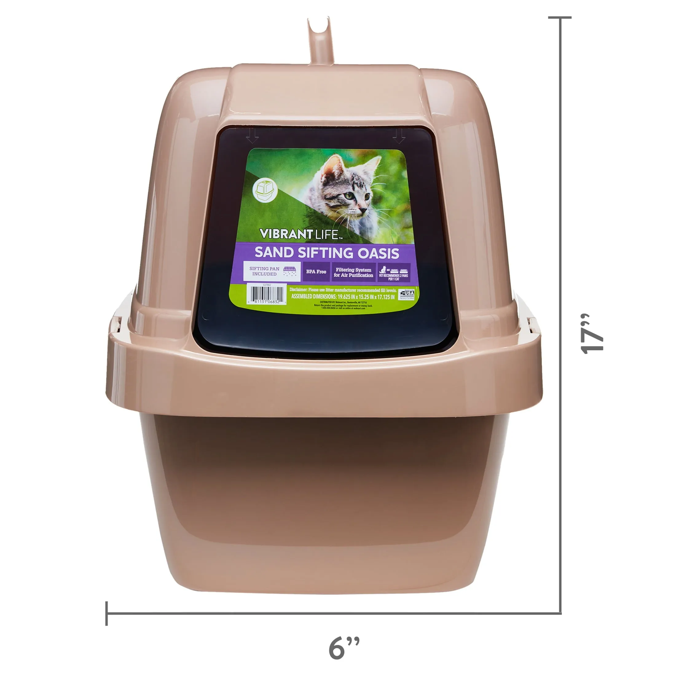 Vibrant Life Sand Sifting Oasis Cat Litter Box, Beige
