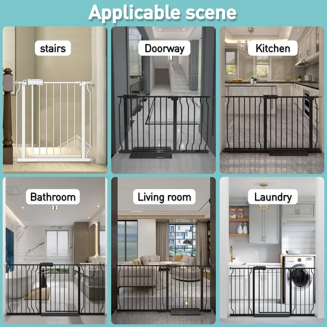 WAOWAO Baby Gate 71.65-76.35" Extra Wide Pressure Mounted Walk Through Swing Auto Close Safety White Metal Toddler Kids Child Dog Pet Puppy for Stairs,Doorways,Kitchen