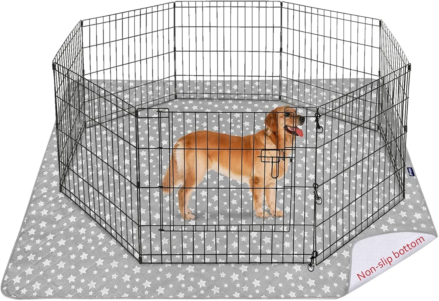 Washable Pee Pads for Dogs 65" x 48", Reusable Quilted Dog Playpen Pads for Large Dogs, Non-Slip Whelping Pads, for Training, Travel, Whelping, Housebreaking, Incontinence, star