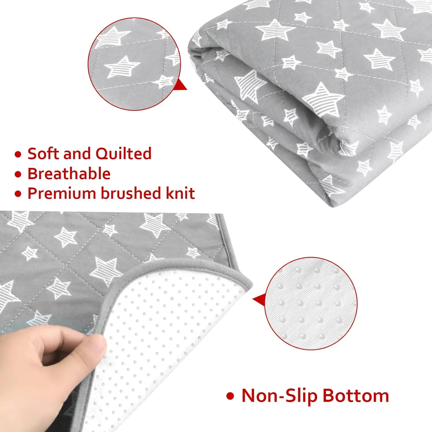Washable Pee Pads for Dogs 65" x 48", Reusable Quilted Dog Playpen Pads for Large Dogs, Non-Slip Whelping Pads, for Training, Travel, Whelping, Housebreaking, Incontinence, star