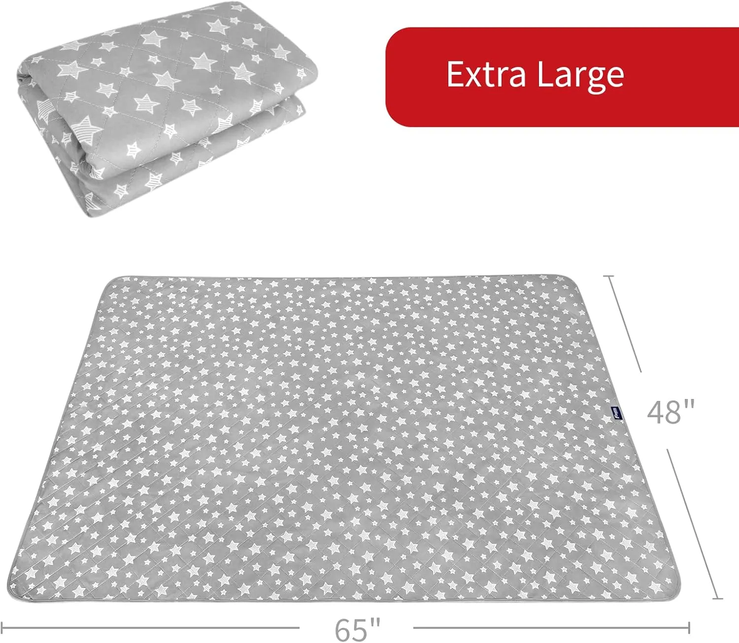 Washable Pee Pads for Dogs 65" x 48", Reusable Quilted Dog Playpen Pads for Large Dogs, Non-Slip Whelping Pads, for Training, Travel, Whelping, Housebreaking, Incontinence, star