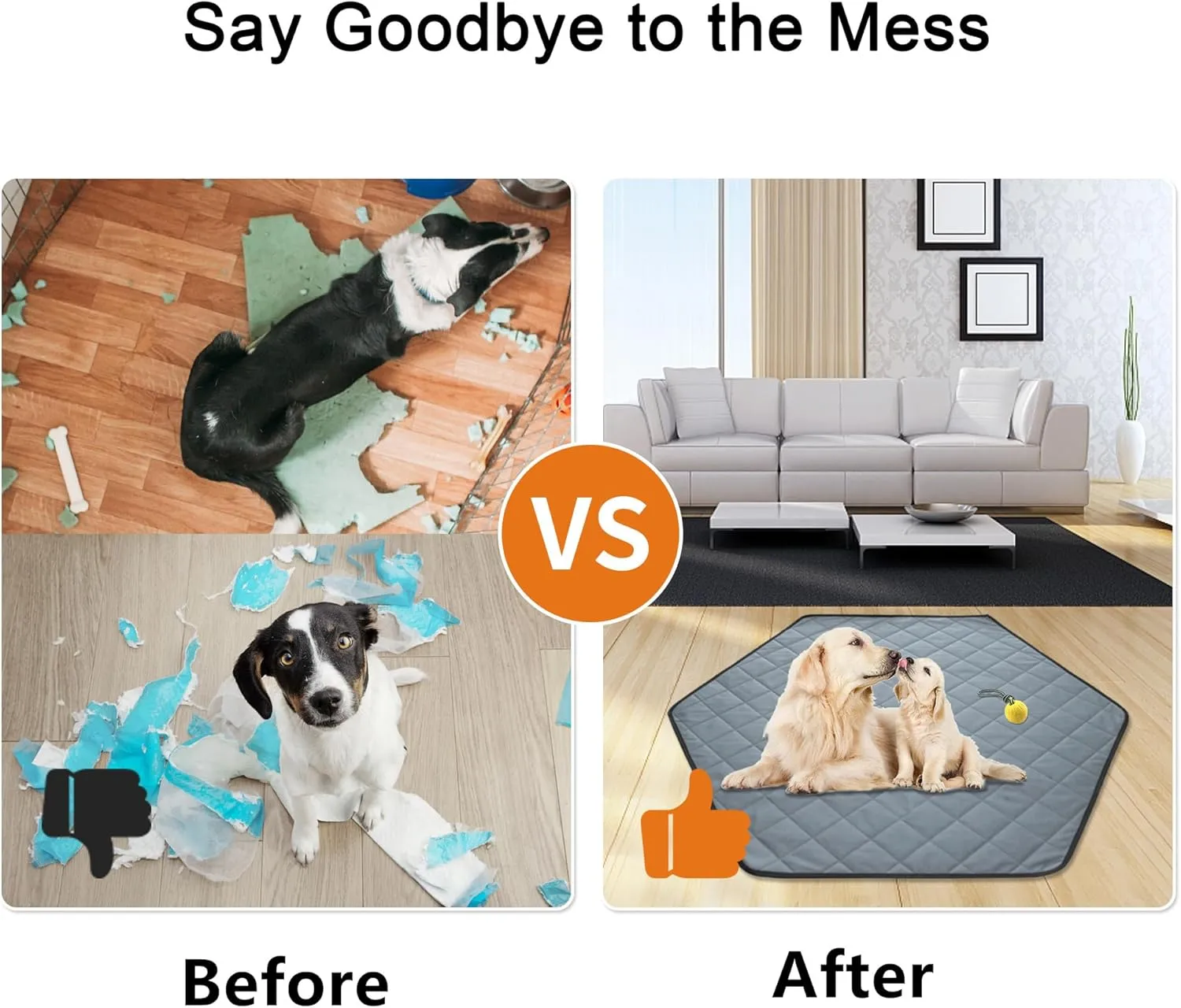 Washable Pee Pads for Dogs, Reusable Pet Playpen Mat Non-Slip Hexagon Dog Pads for Whelping Potty Housebreaking Incontinence Playpen Crate Kennel L