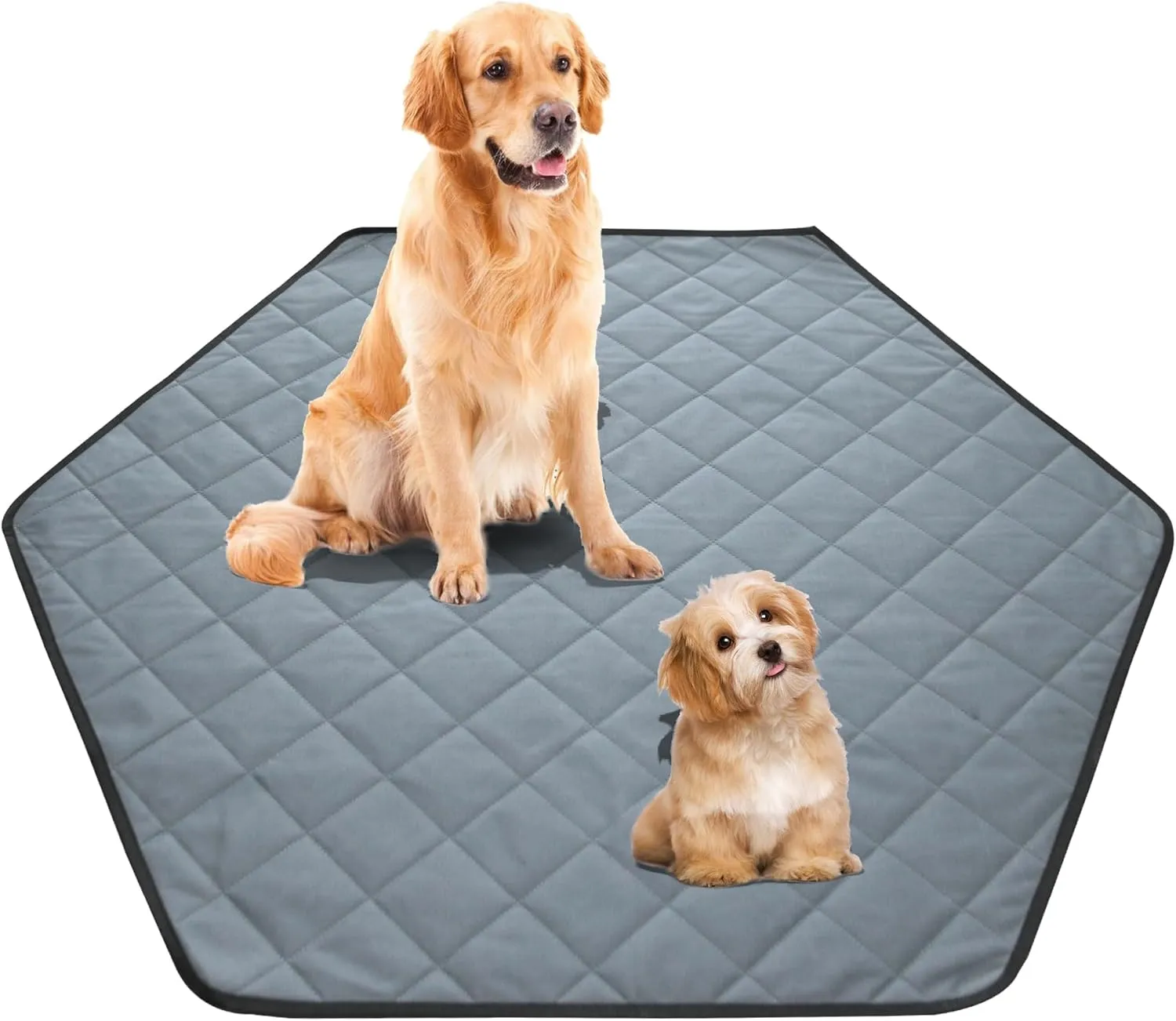 Washable Pee Pads for Dogs, Reusable Pet Playpen Mat Non-Slip Hexagon Dog Pads for Whelping Potty Housebreaking Incontinence Playpen Crate Kennel L