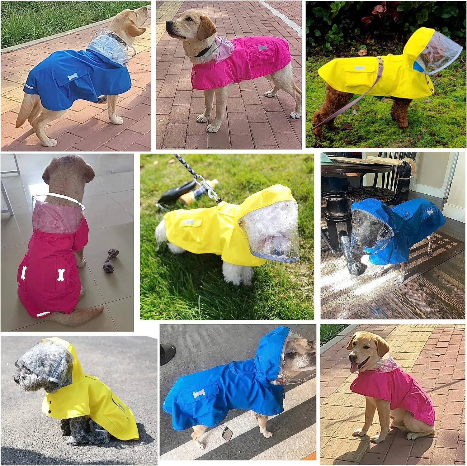 Waterproof Dog Raincoat, Adjustable Reflective Lightweight Pet Rain Clothes with Poncho Hood (Small, Dark Pink)