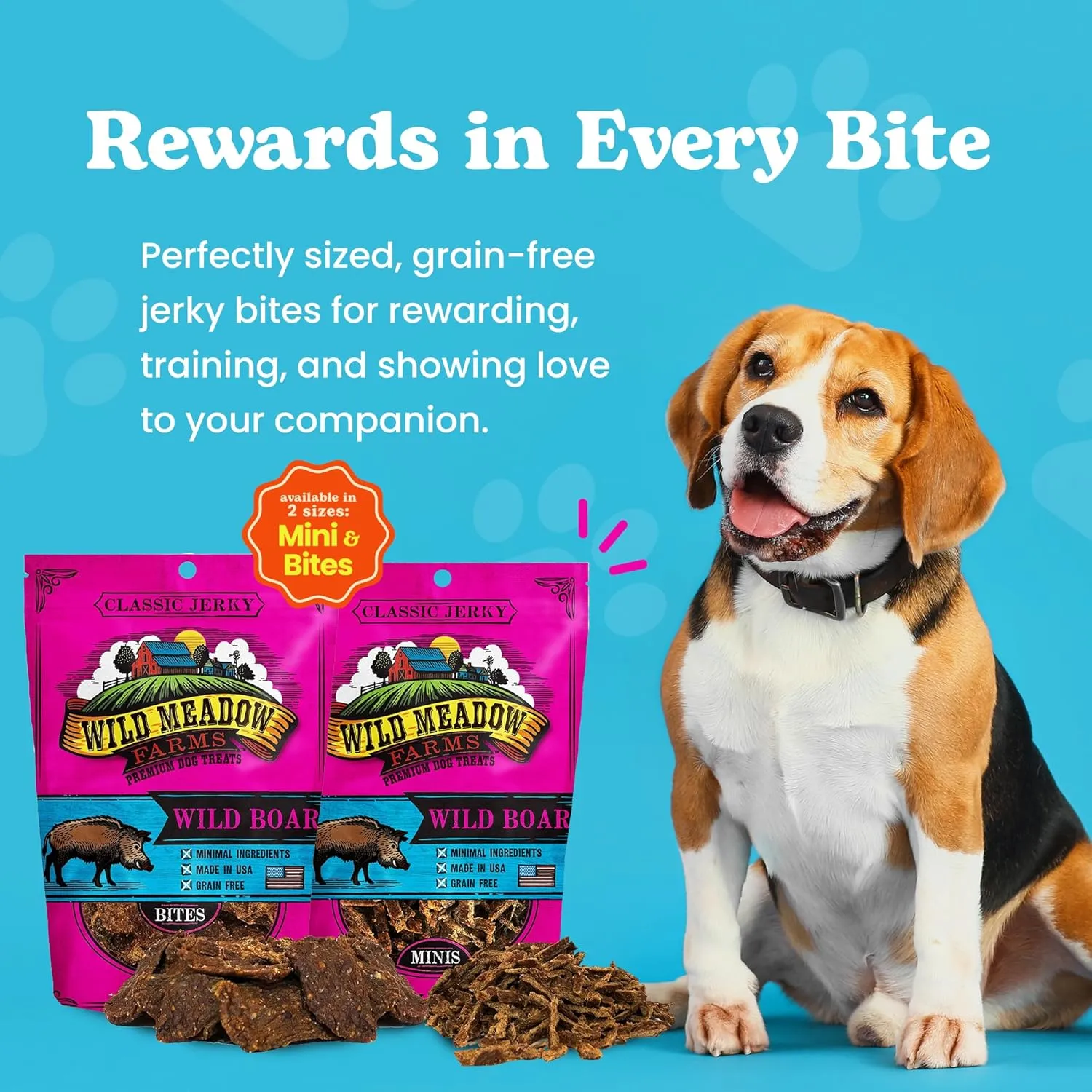 Wild Meadow Farms - Classic Wild Boar Bites, Soft Jerky Treats for Dogs - 3.5 Ounce Pouch