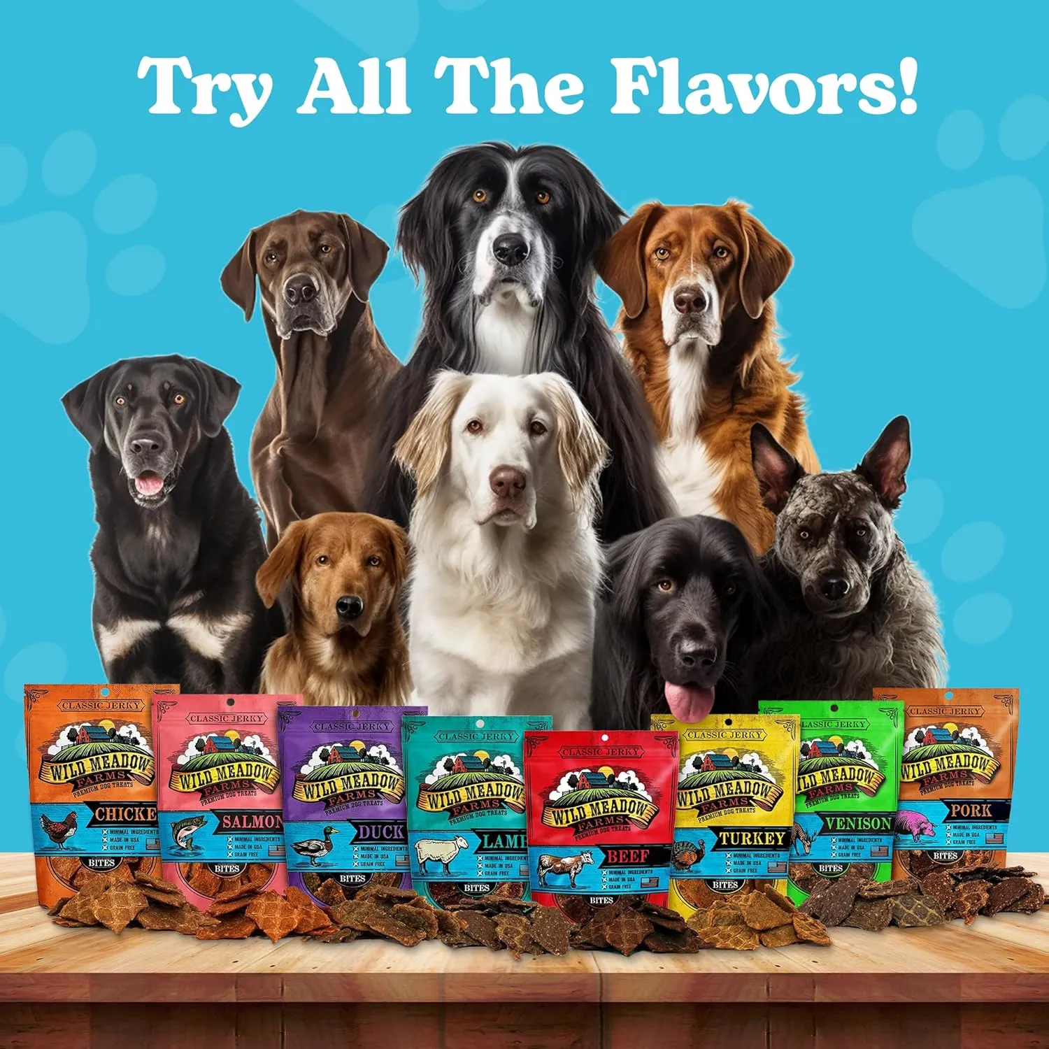 Wild Meadow Farms - Classic Wild Boar Bites, Soft Jerky Treats for Dogs - 3.5 Ounce Pouch