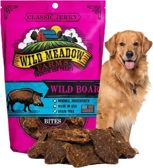 Wild Meadow Farms - Classic Wild Boar Bites, Soft Jerky Treats for Dogs - 3.5 Ounce Pouch