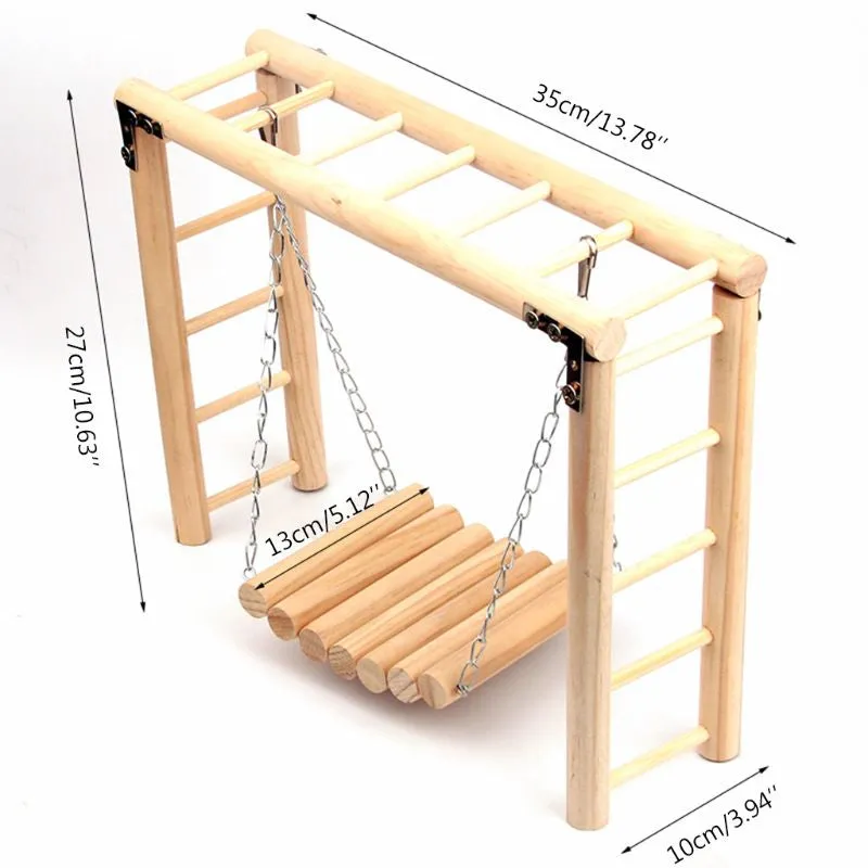 Wooden Hanging Swing Parrot Toy