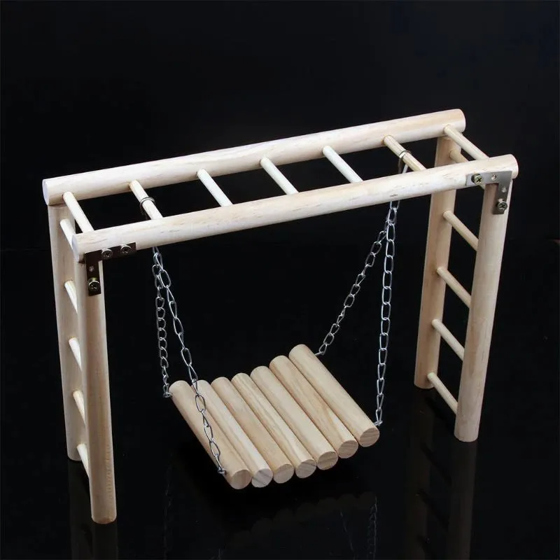 Wooden Hanging Swing Parrot Toy