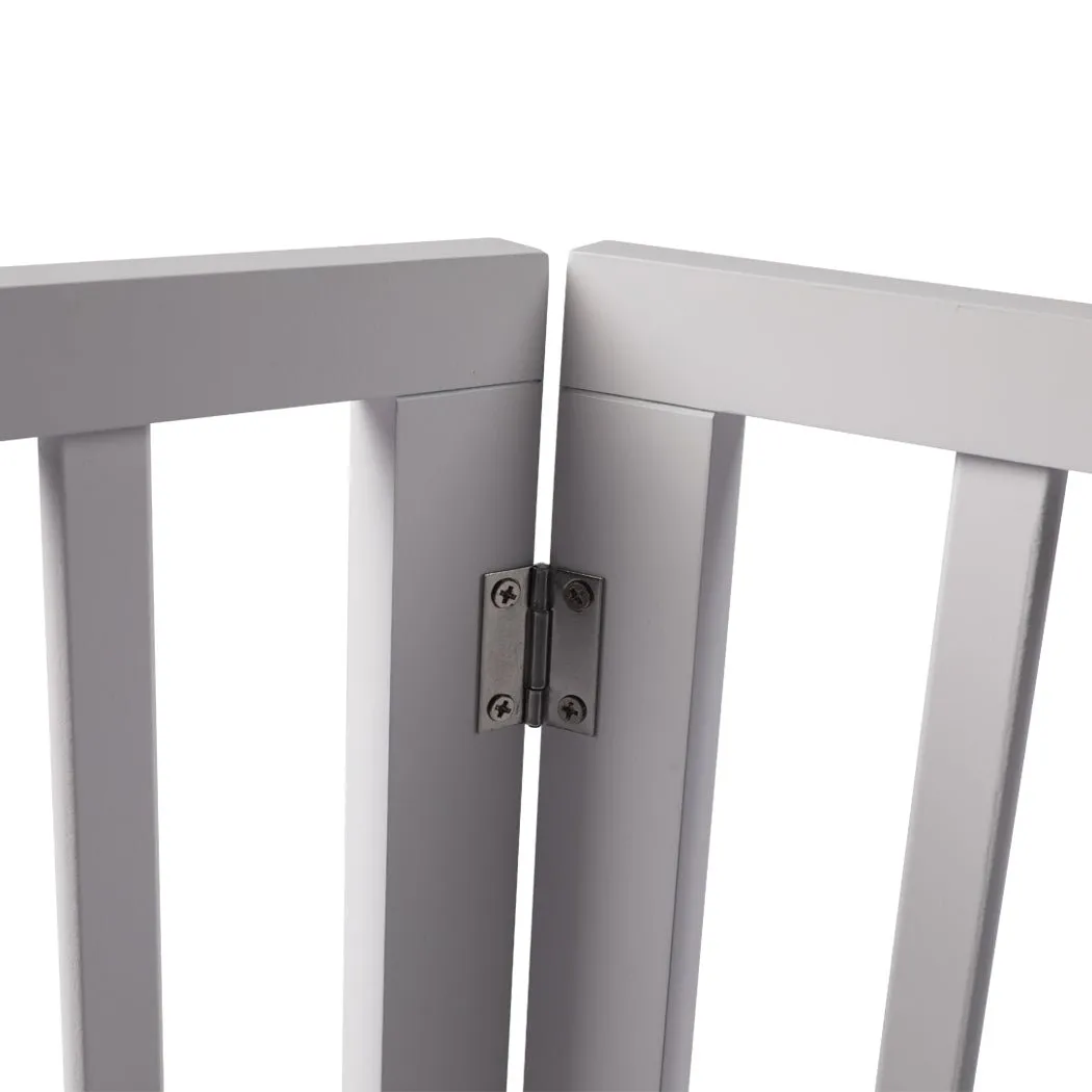 Wooden Pet Gate Retractable Barrier Portable Door 4 Panel White