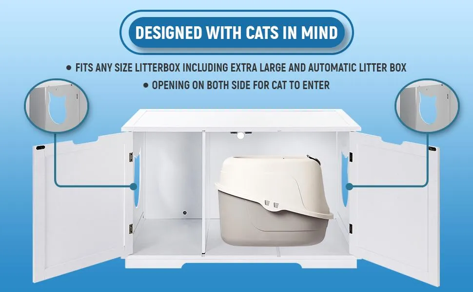 X-Large Cat Washroom Bench Litter Box Enclosure Furniture Box House