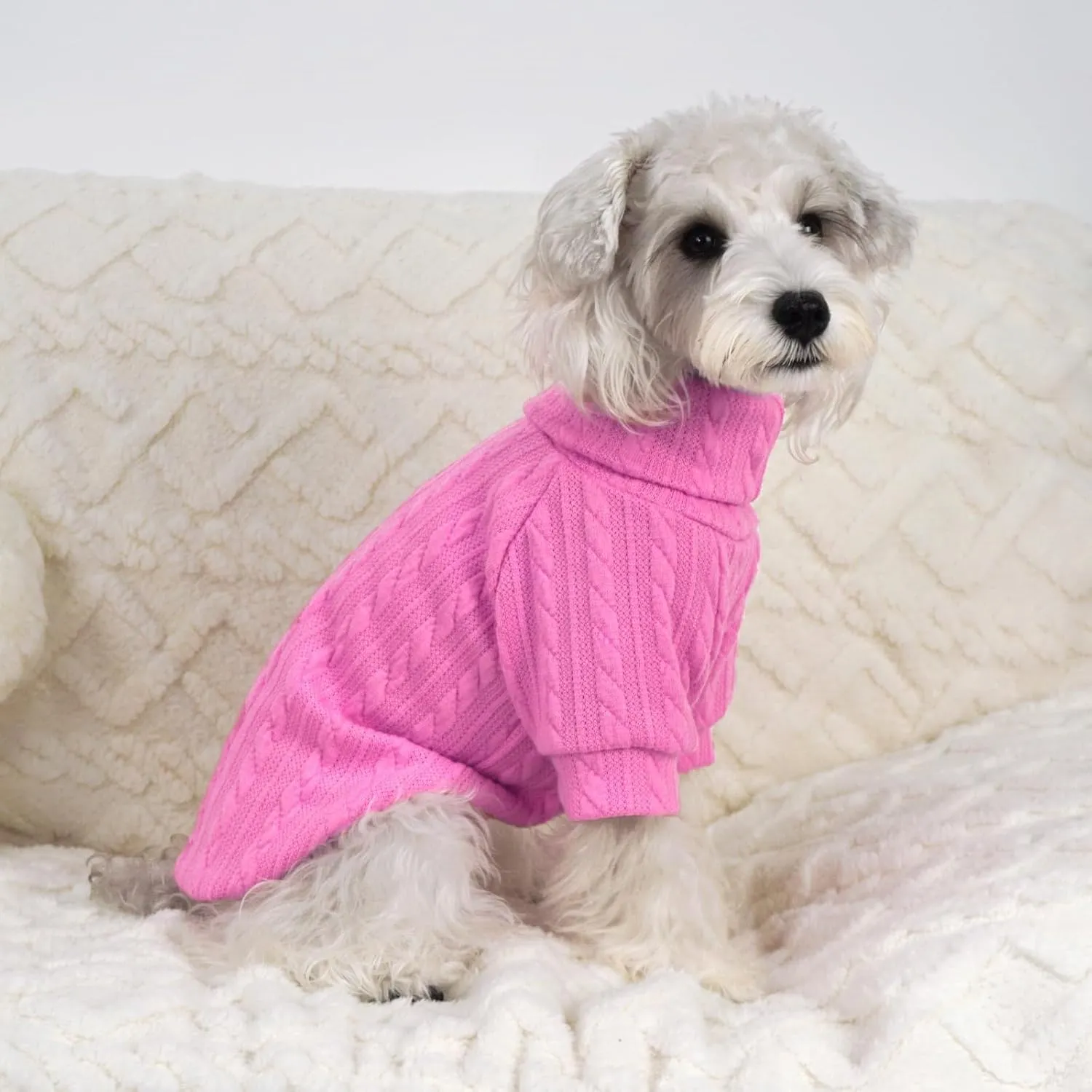 XPUDAC 2 Pack Dog Sweater Knitted Dog Sweatshirt Turtleneck Warm Pet Cold Weather Clothes for Small Medium Dogs-Medium