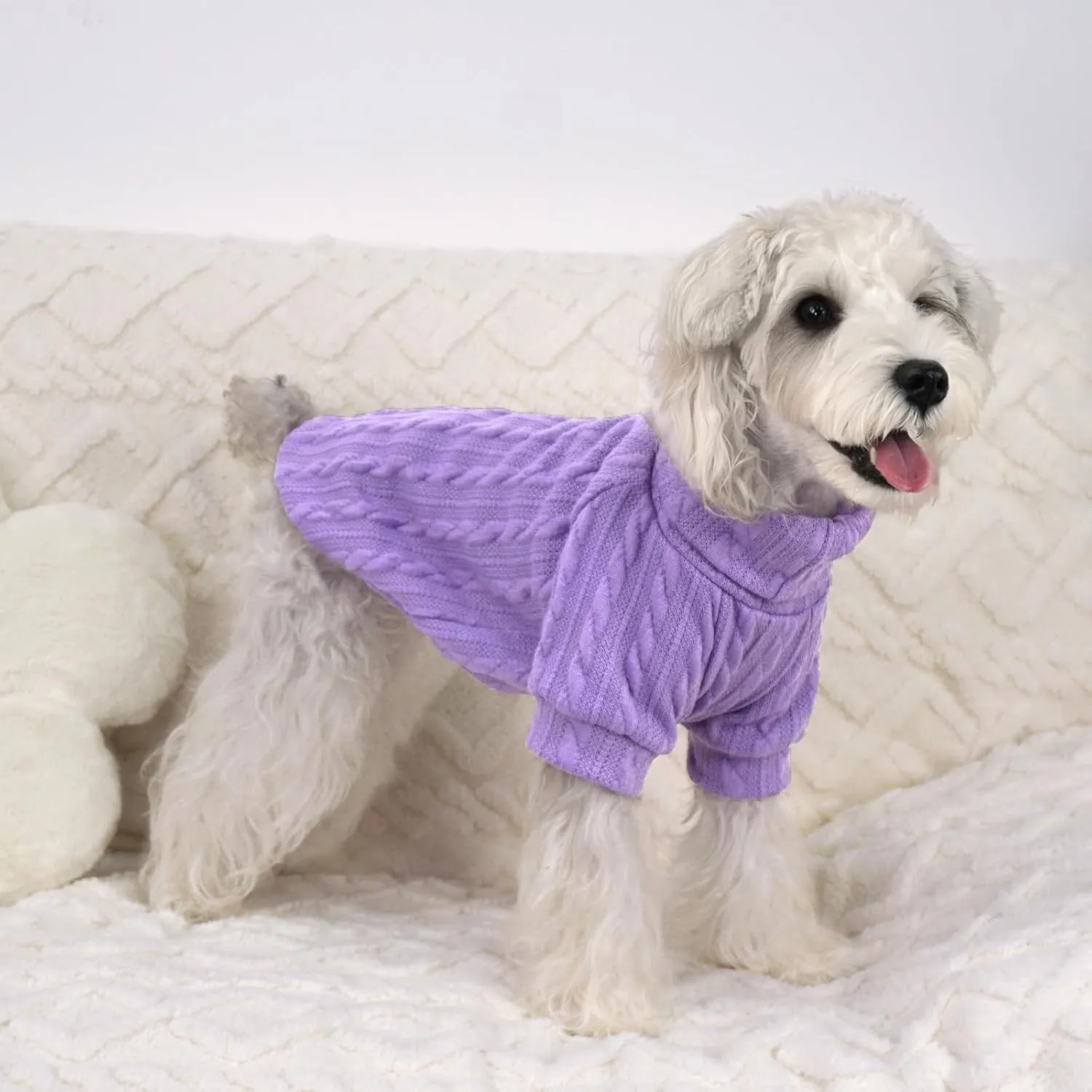 XPUDAC 2 Pack Dog Sweater Knitted Dog Sweatshirt Turtleneck Warm Pet Cold Weather Clothes for Small Medium Dogs-Medium