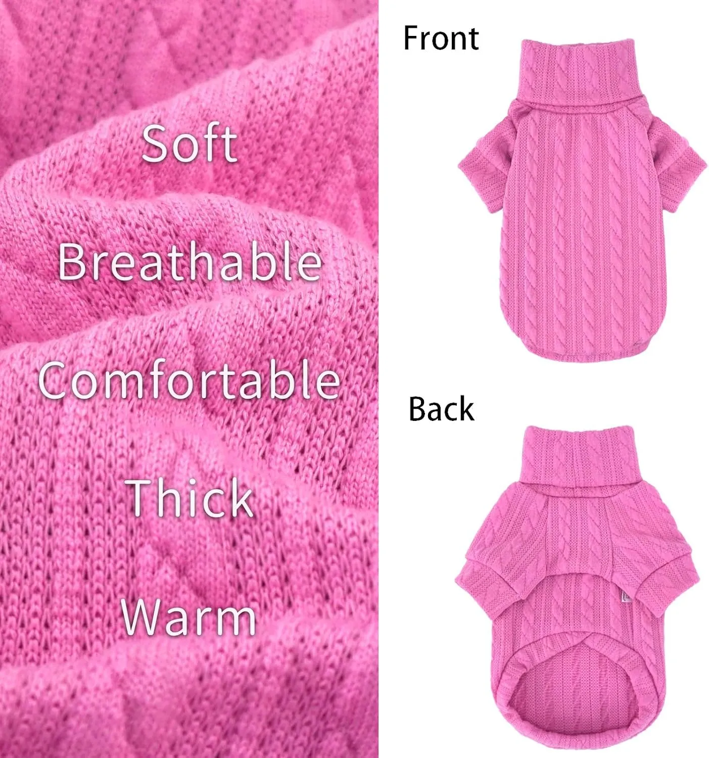 XPUDAC 2 Pack Dog Sweater Knitted Dog Sweatshirt Turtleneck Warm Pet Cold Weather Clothes for Small Medium Dogs-Medium