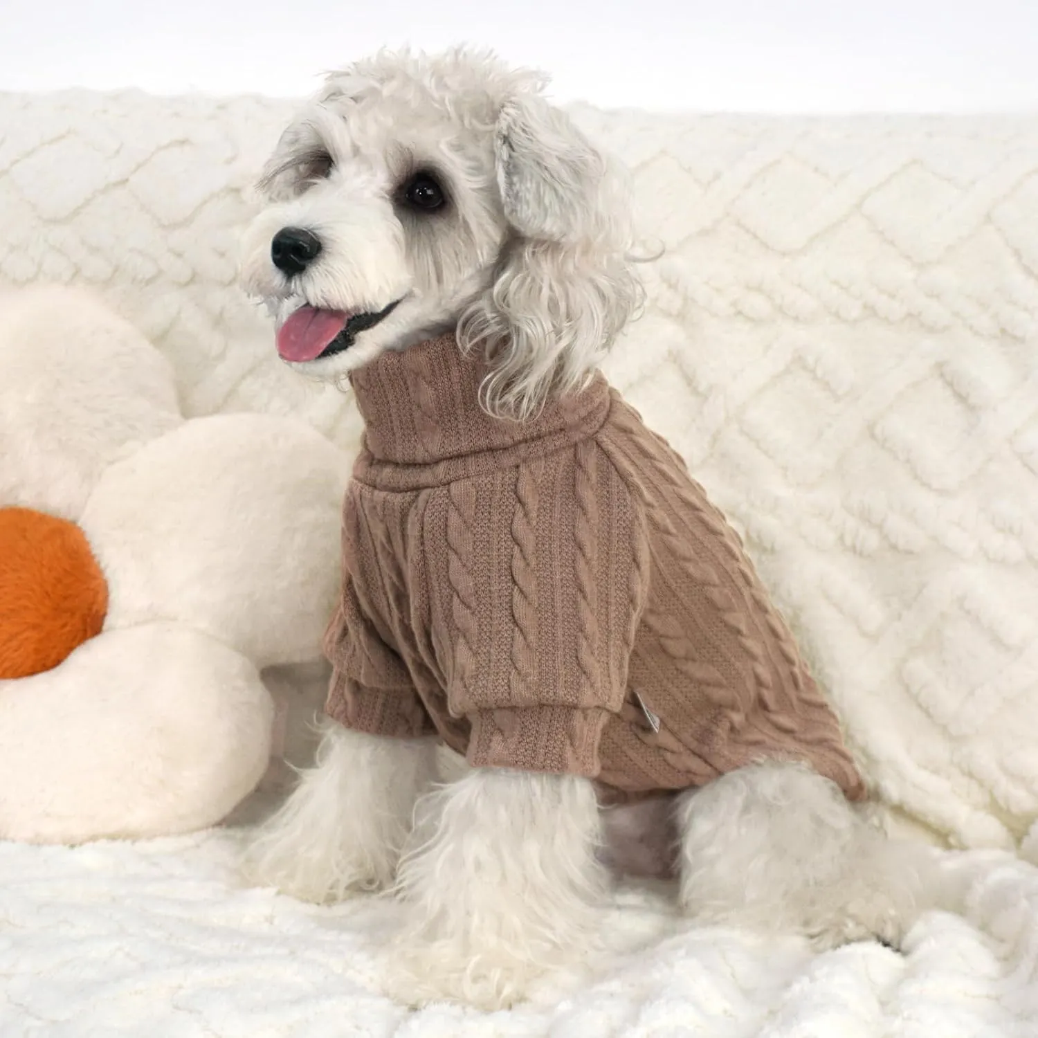 XPUDAC 2 Pack Dog Sweater Knitted Dog Sweatshirt Turtleneck Warm Pet Cold Weather Clothes for Small Medium Dogs-Small