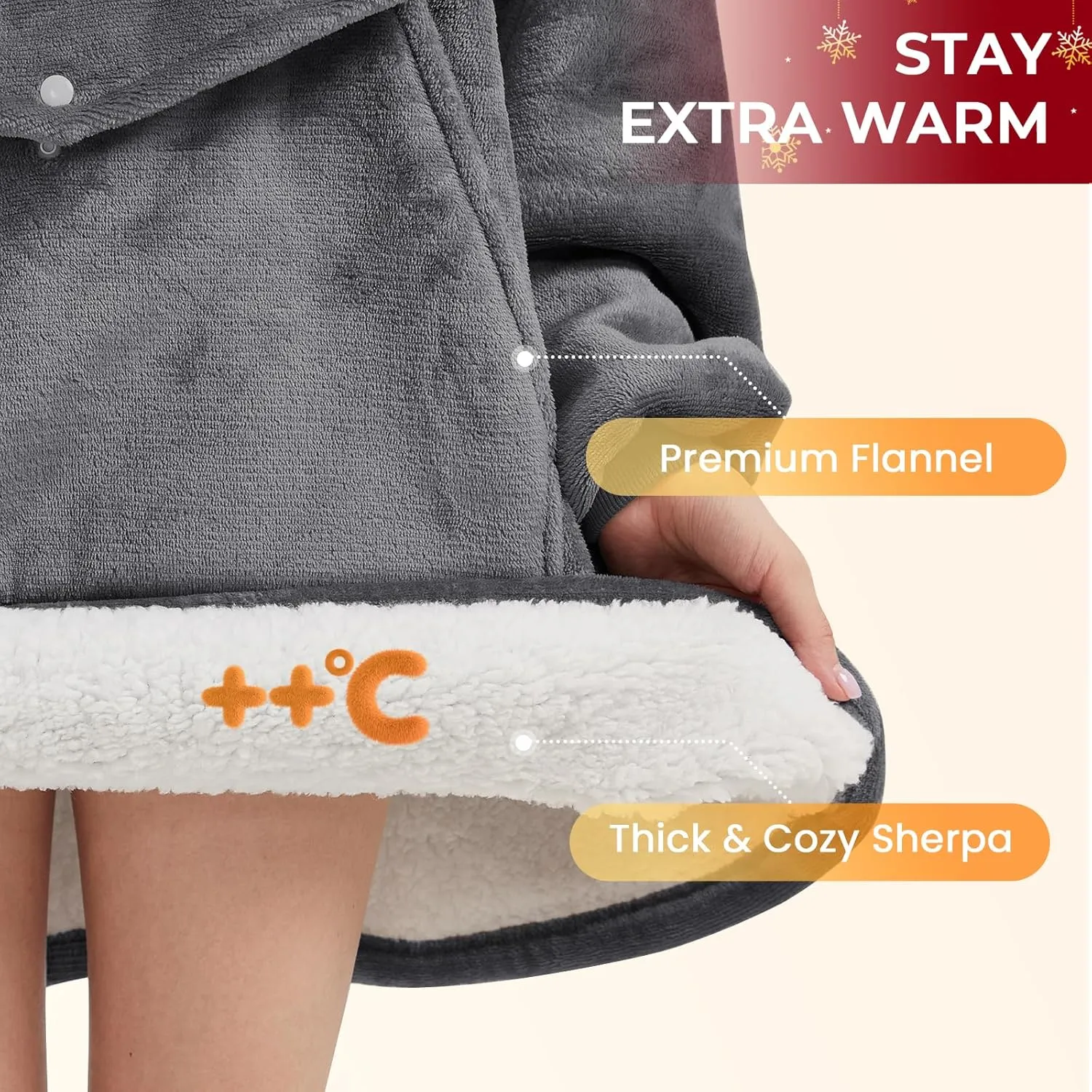YUGYVOB Blanket Hoodie Oversized Sherpa, Wearable Blanket Warm & Cozy, Sweatshirt with Gaint Pocket, Gifts for Women, Men